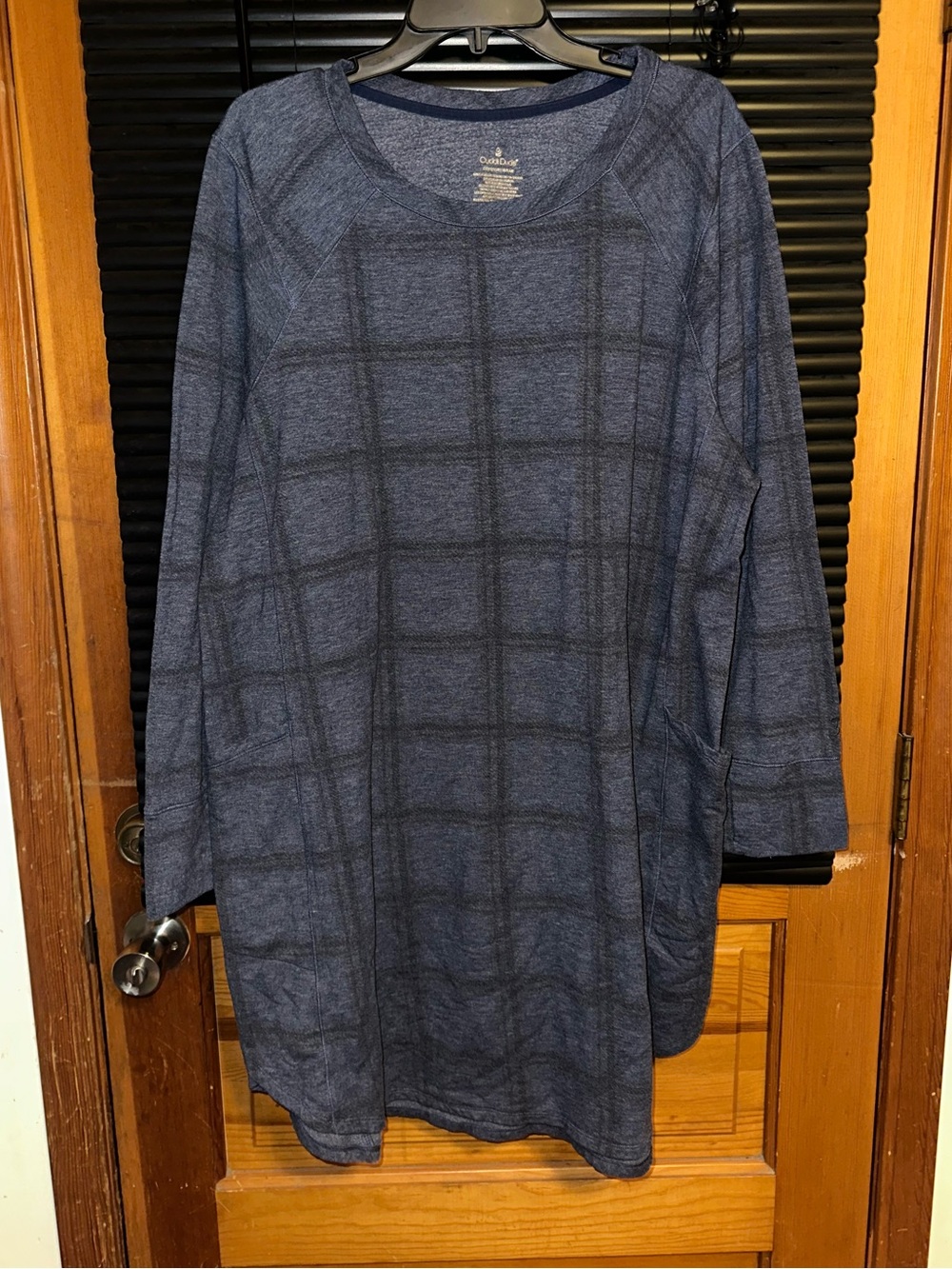 Cuddl Duds windowpane plaid lounge tunic or dress or mumu nightgown